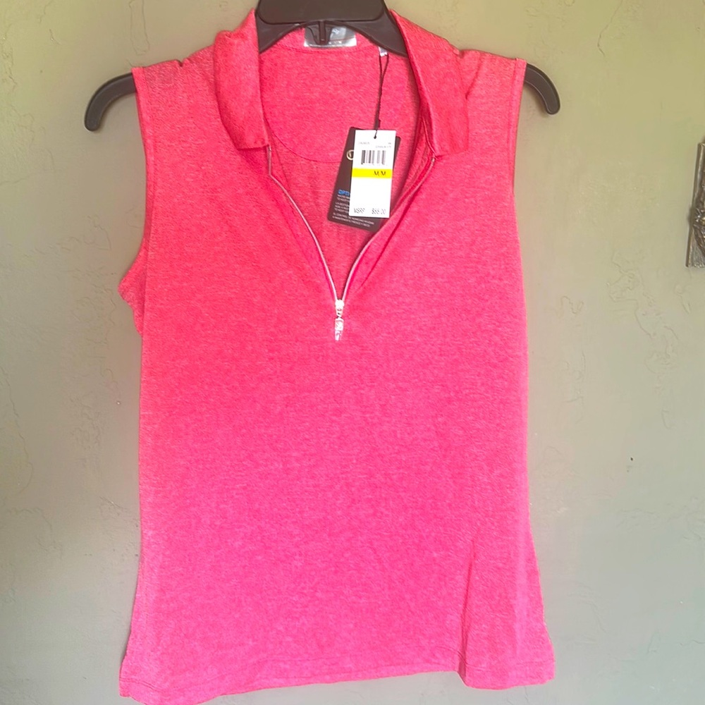 Callaway pink collared sleeveless top